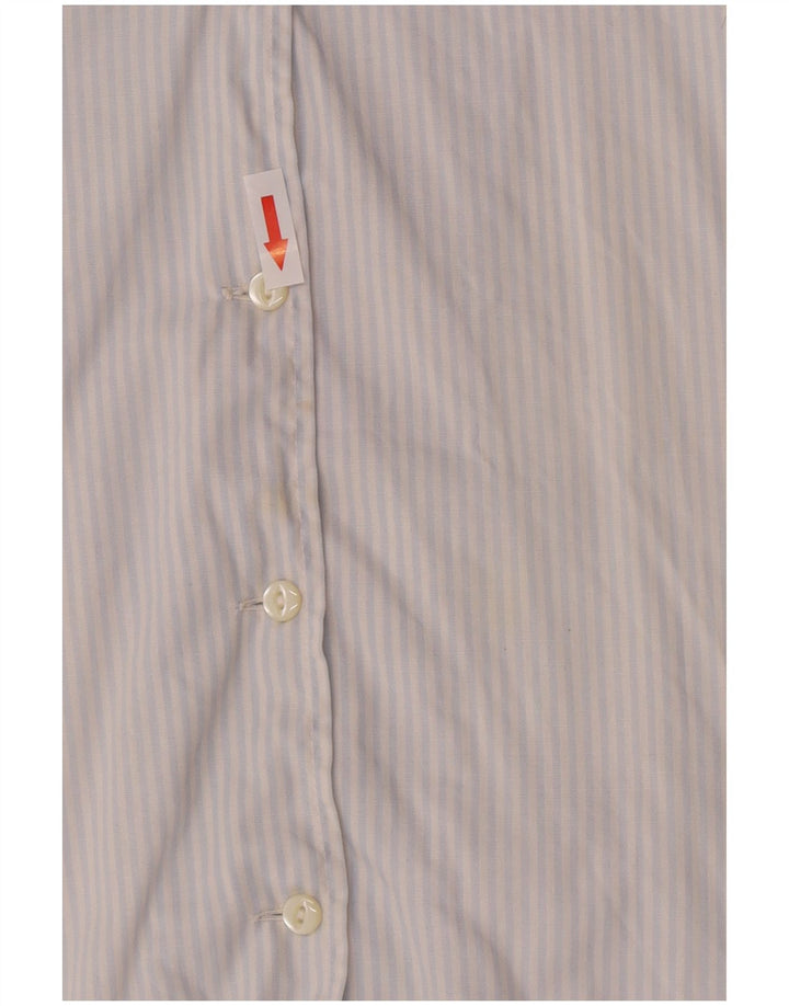 Benetton Dame Kortærmet Skjorte Bluse IT 44 Medium Blue Pinstripe