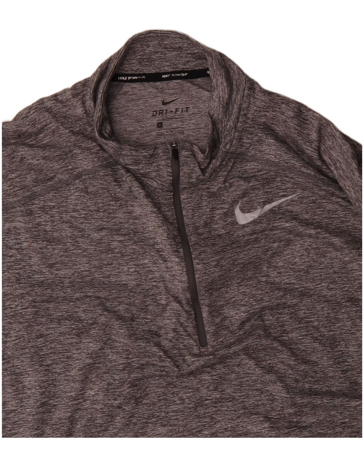 NIKE Herre Dri Fit Pullover med lynlåsudskæring Træningsdragt Top Stor Grå Flecked