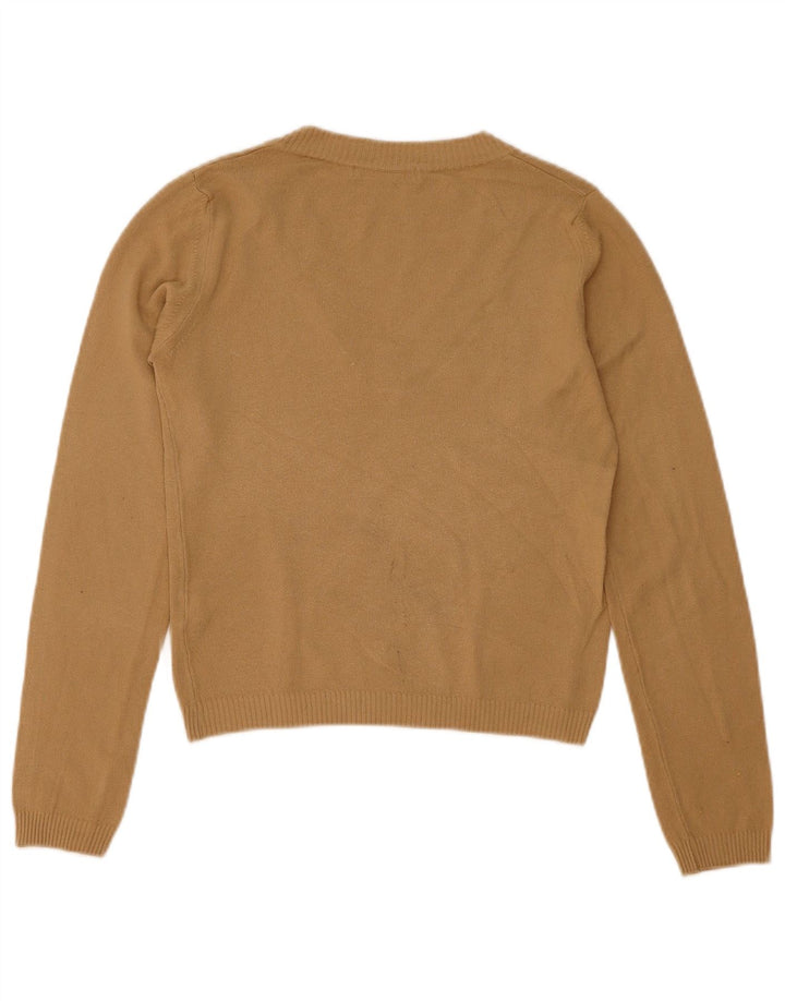 Zara Dame V-hals sweater UK 12 Medium Beige Akryl