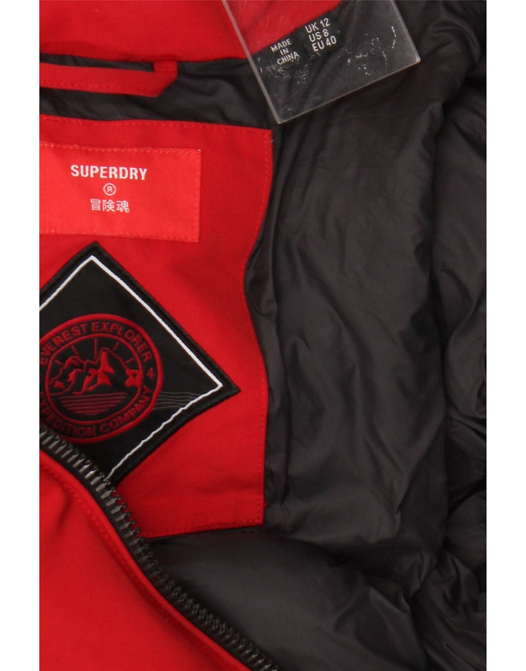 Superdry Womens Bomber Polstret Jakke UK 12 Medium Rød Polyester