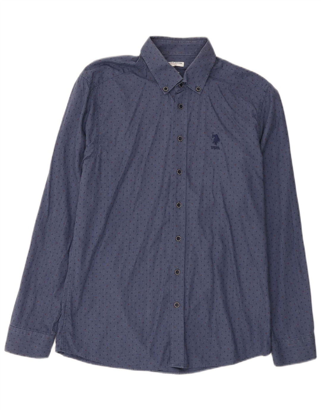 U.S. Polo Assn. Herre Slim Fit skjorte medium blå plettet bomuld