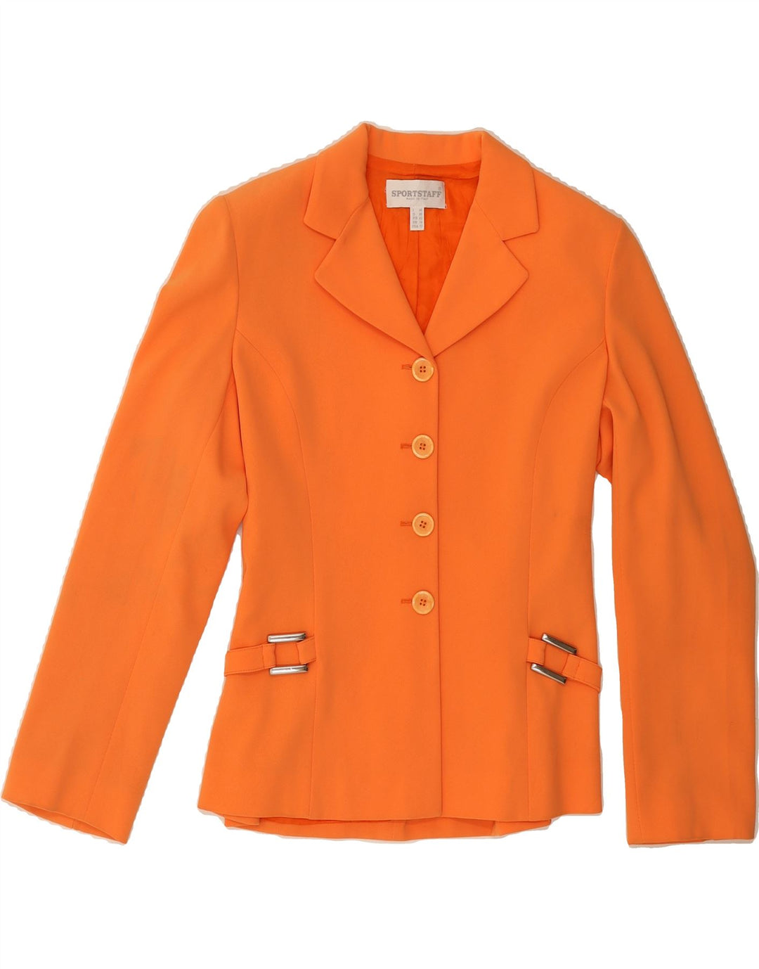 SPORTSTAFF Womens 4 Button Blazer Jacket UK 14 Medium Orange Vintage Sportstaff and Second-Hand Sportstaff from Messina Hembry 