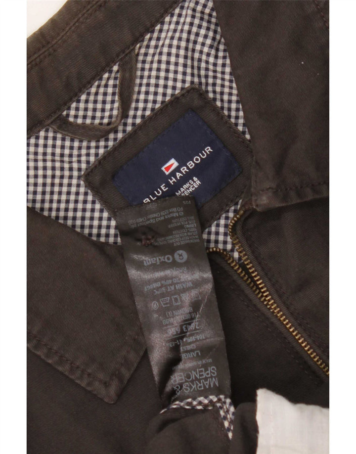 Marks & Spencer Herre Blue Harbor Bomber Jacket UK 40 Stor brun bomuld
