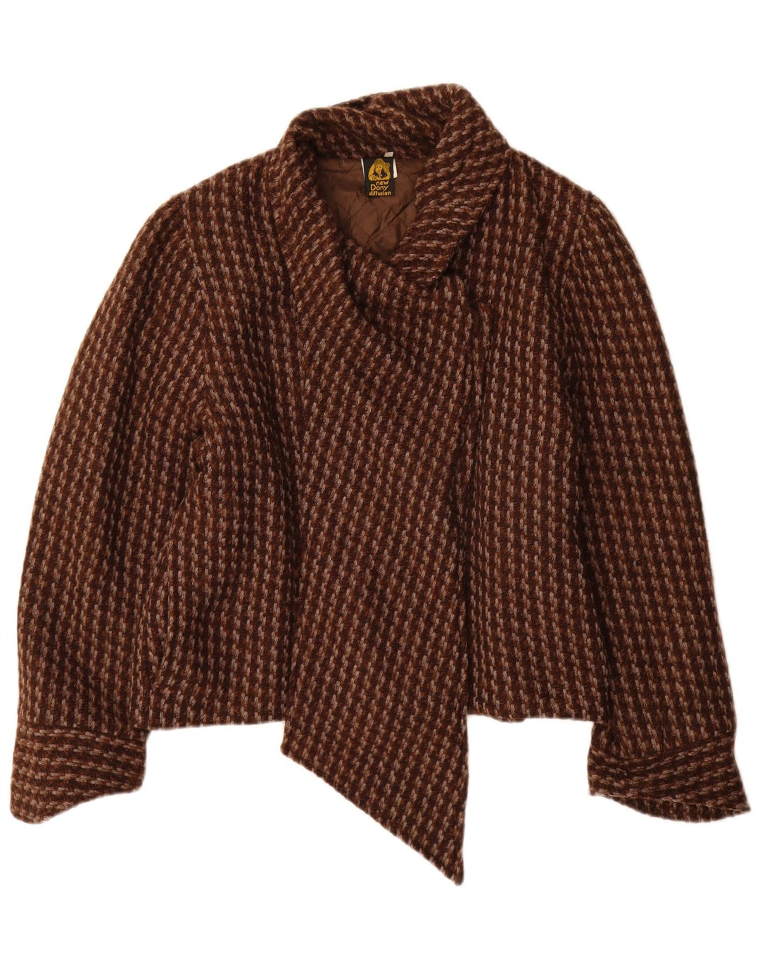 Vintage overfrakke til kvinder IT 44 Medium Brown Houndstooth Uld
