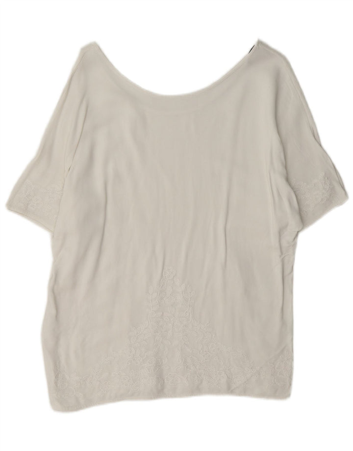 Massimo Dutti Dame Bluse Top UK 16 Large White Floral
