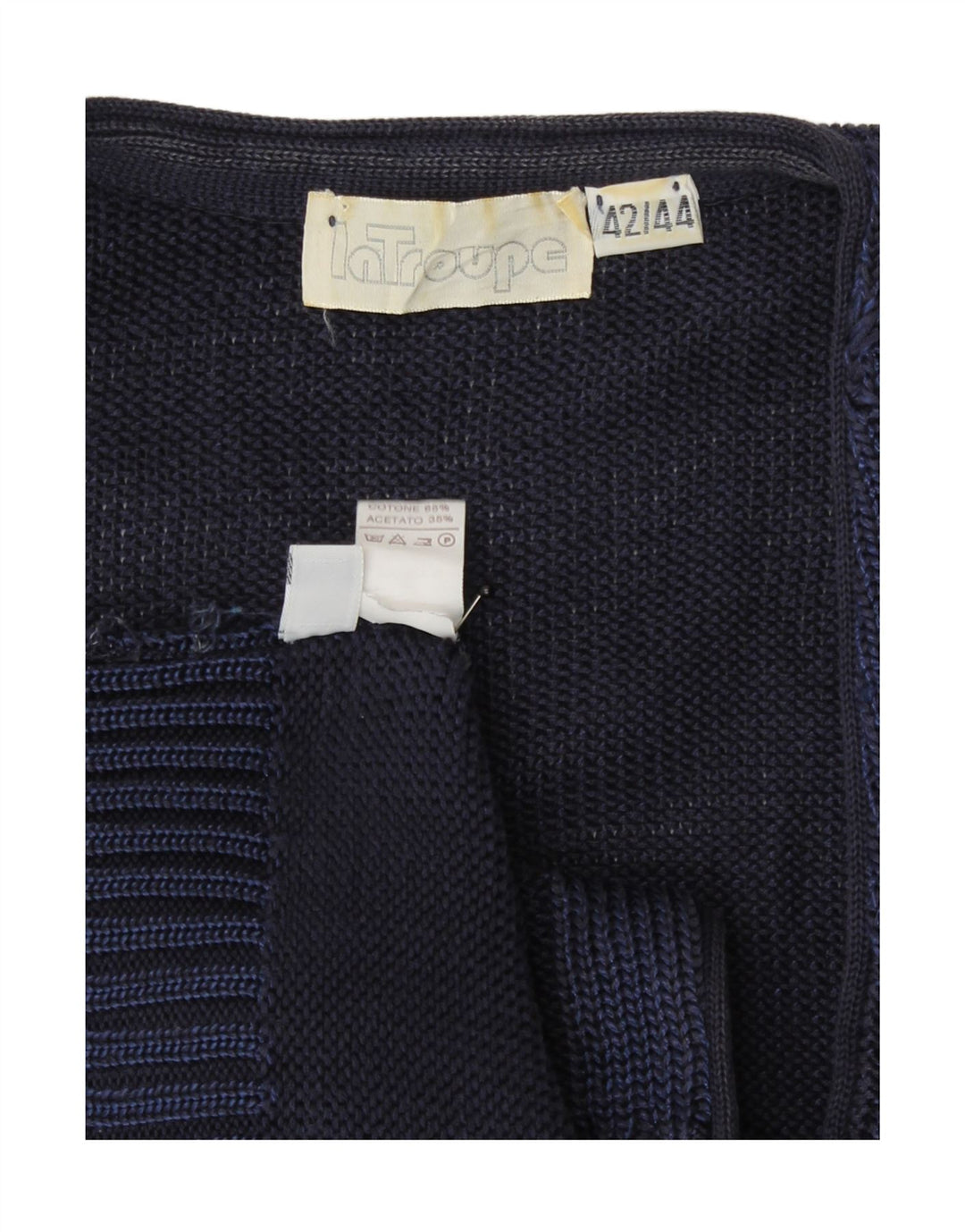 Vintage dame dobbeltradet cardigan sweater EU 42/44 Large Navy Blue