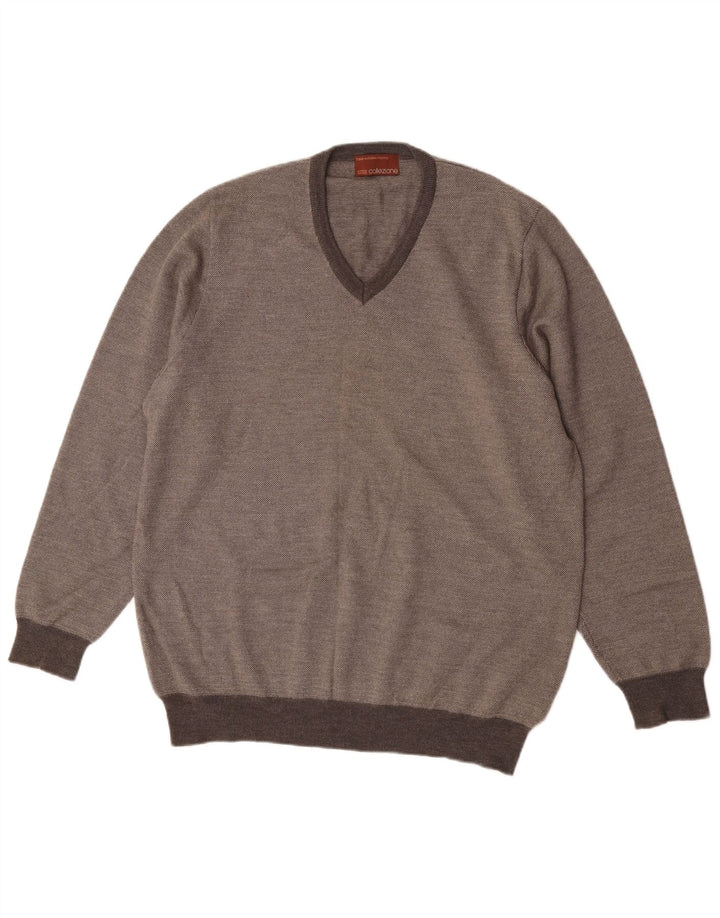Marks & Spencer Herre V-hals sweater Stor Grå Merinould