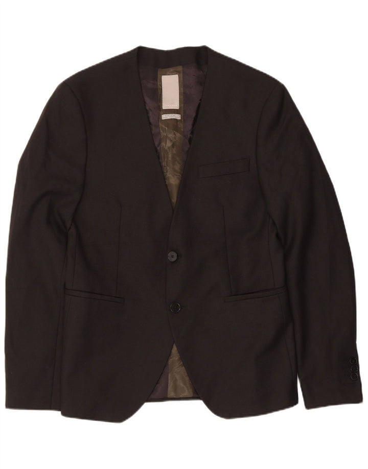 Zara Herre 2-knaps blazerjakke EU 48 Medium Sort Polyester