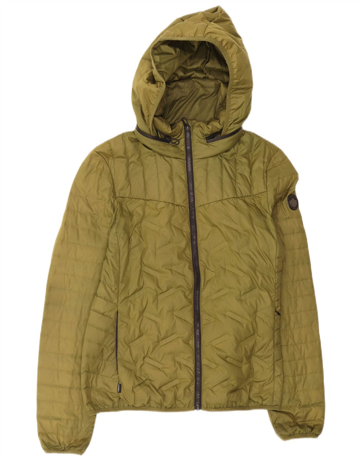 Superdry Herre hættepolstret jakke UK 14 Stor grøn polyester