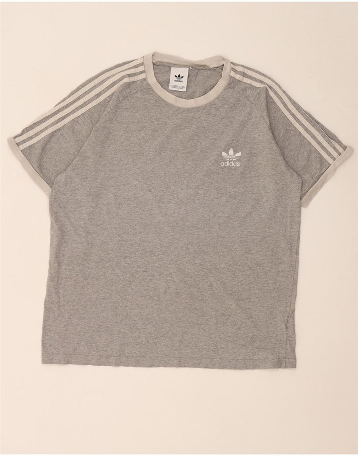 Adidas Herre T-Shirt Top Stor Grå Colourblock Bomuld