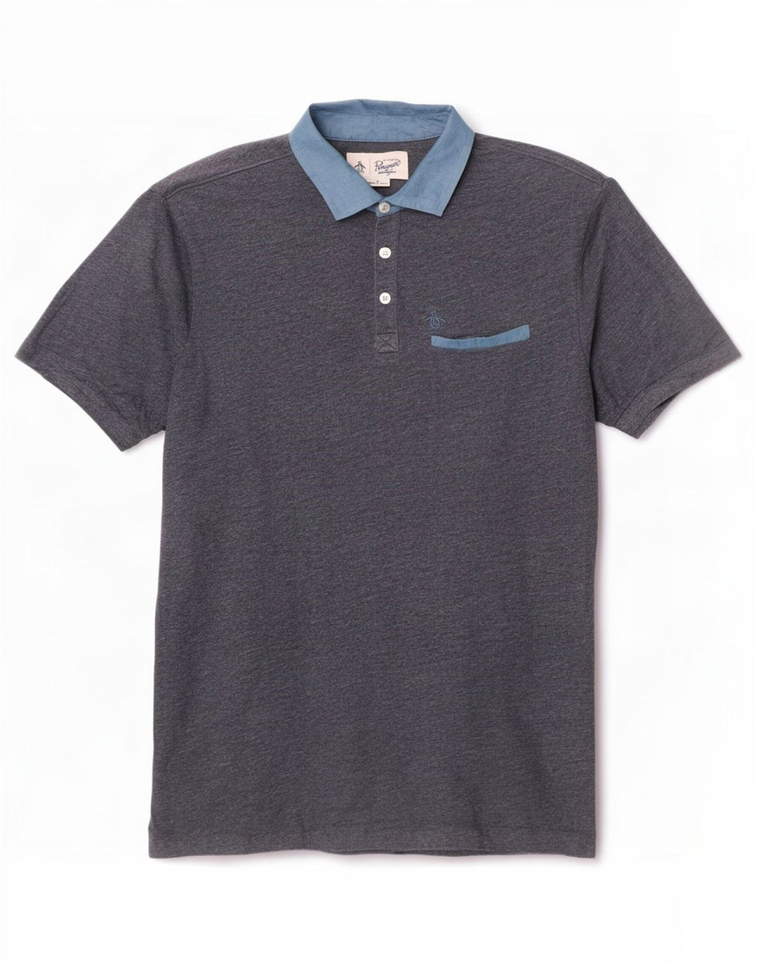 Penguin herre poloshirt Medium marineblå Colourblock Bomuld