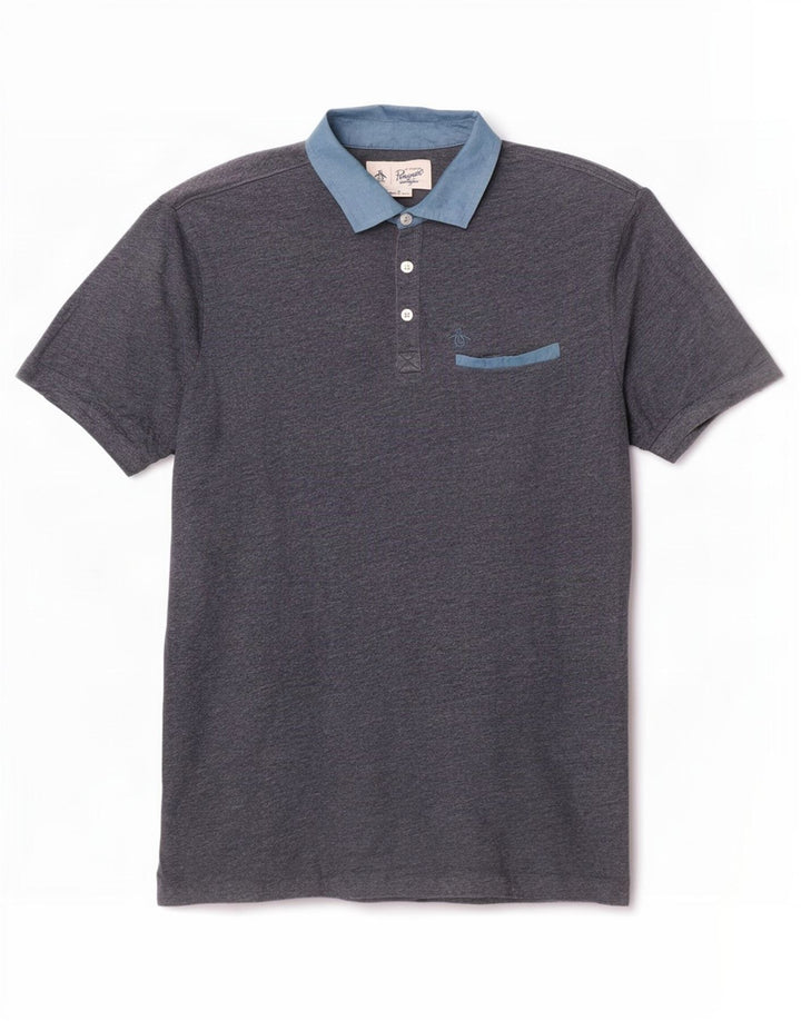 Penguin herre poloshirt Medium marineblå Colourblock Bomuld