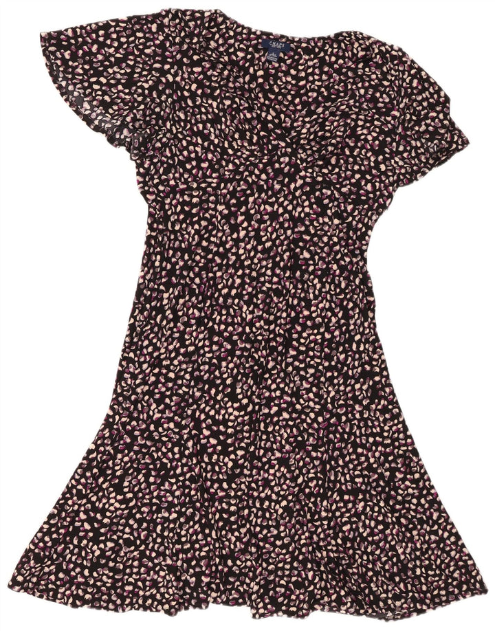 Chaps Dame A-Line Kjole UK 14 Stor sort plettet polyester