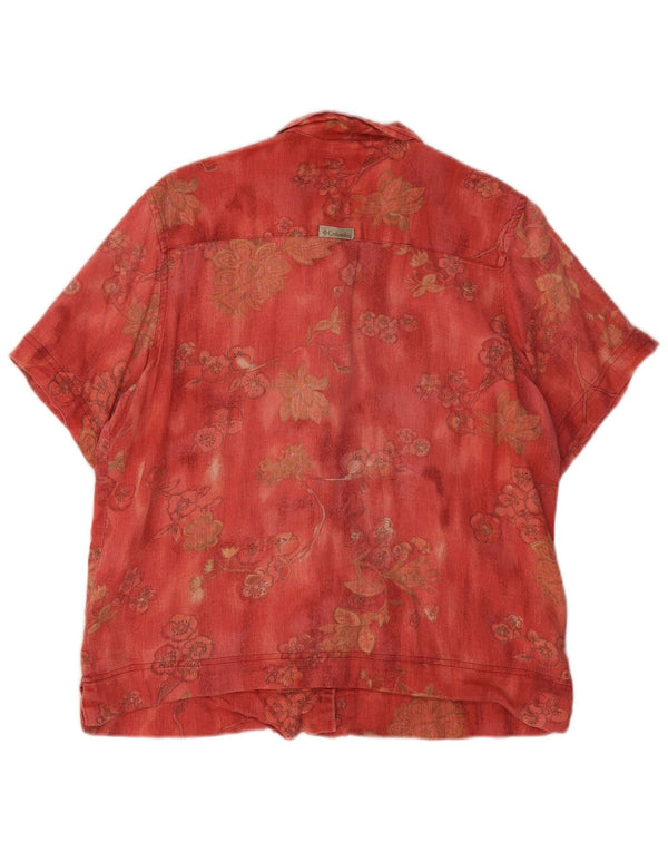 Columbia kortærmet skjorte til kvinder UK 14 Medium Red Floral Linen