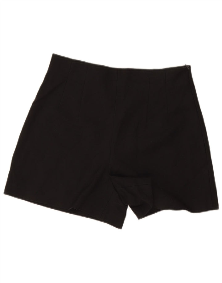 Zara Dame Højtalje Casual Shorts Medium W30 Sort Polyester