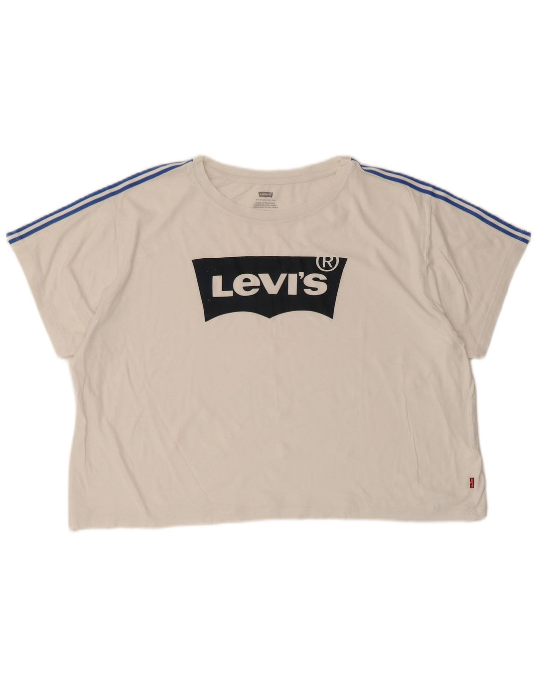Levi's Womens Crop Oversized grafisk T-shirt top UK 14 Medium White