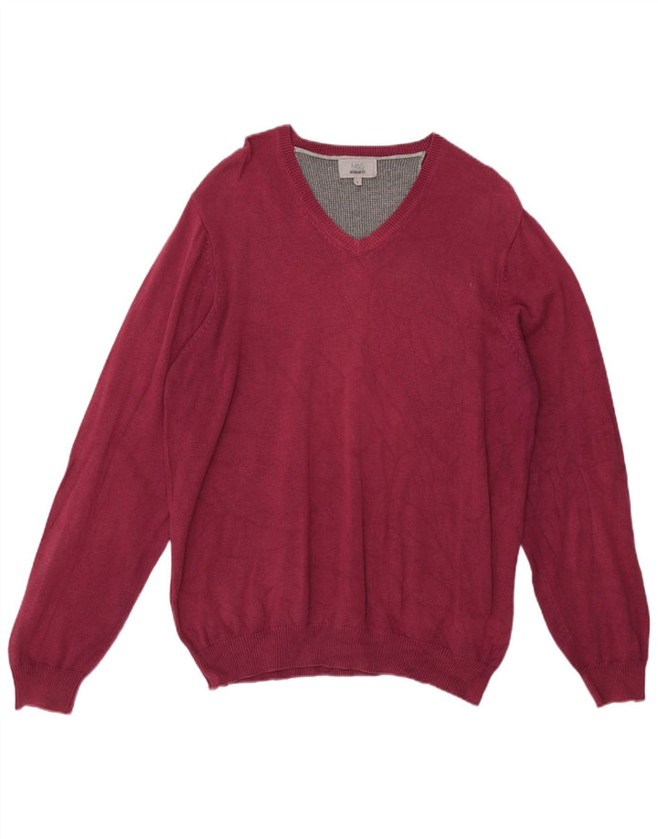 Marks & Spencer Herre Regular Fit V-hals sweater Stor Burgundy