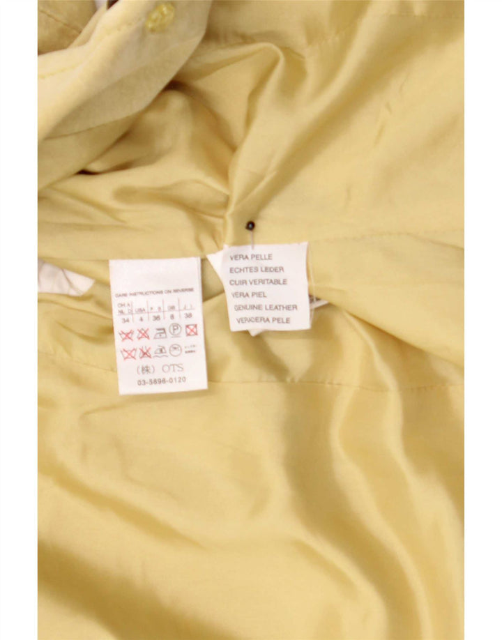 Max Mara Dame Weekend 3-knaps ruskindsblazerjakke UK 6 XS Beige Læder