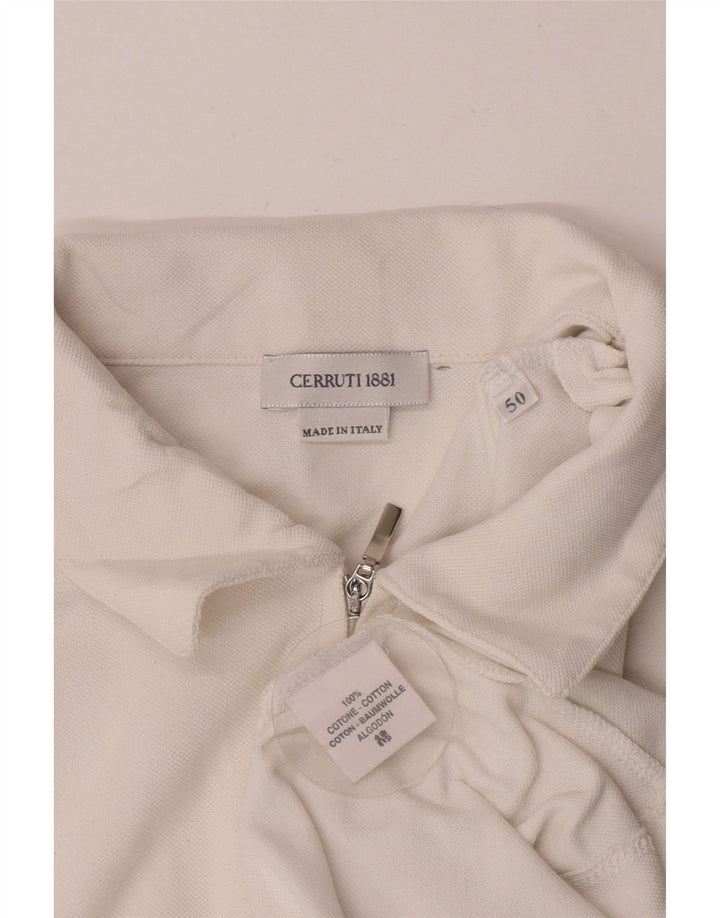 Cerruti 1881 Herre poloshirt IT 50 Medium Hvid Bomuld