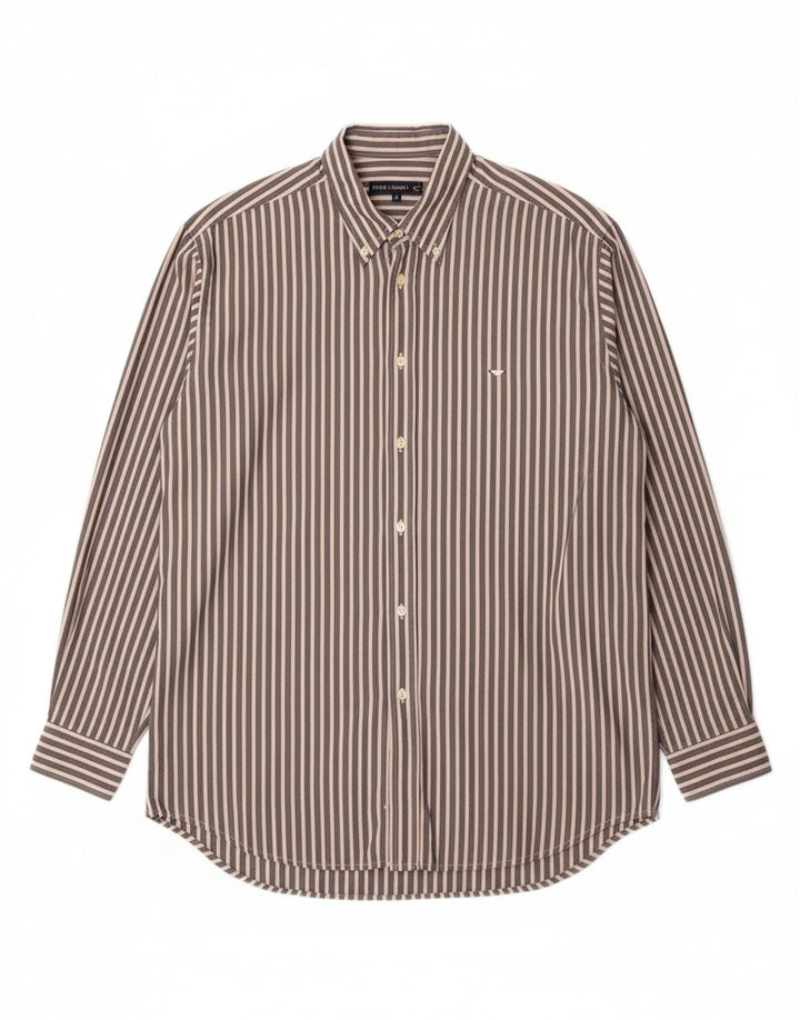 GOOSE & GANDER Mens Shirt IT 52 Large Grey Pinstripe Cotton