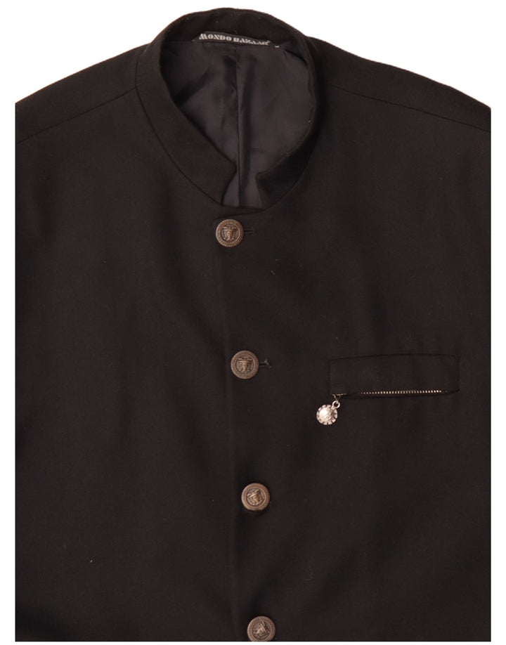 VINTAGE Herre 5-knaps blazerjakke UK 40 Stor sort viskose