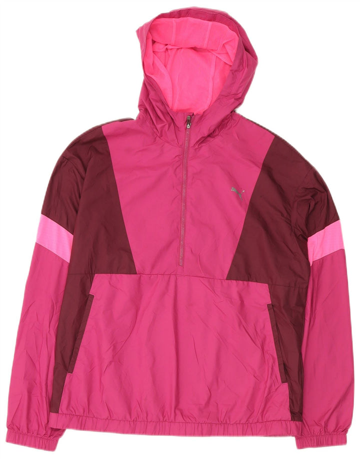 PUMA Regnjakke med hætte i overstørrelse til kvinder UK 10 Small Pink Colourblock
