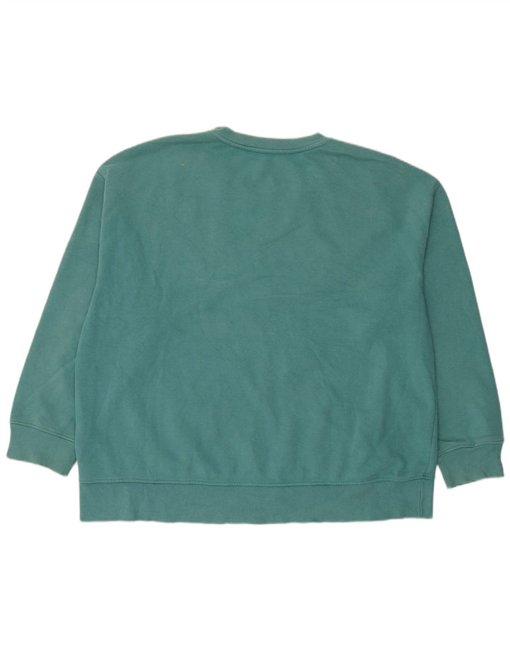 Zara Dame Grafisk Oversized Sweatshirt Jumper UK 16 Stor Blå Bomuld