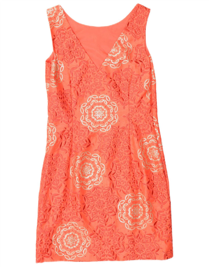 MONSOON Womens Sleeveless Sheath Dress UK 12 Medium  Orange Floral