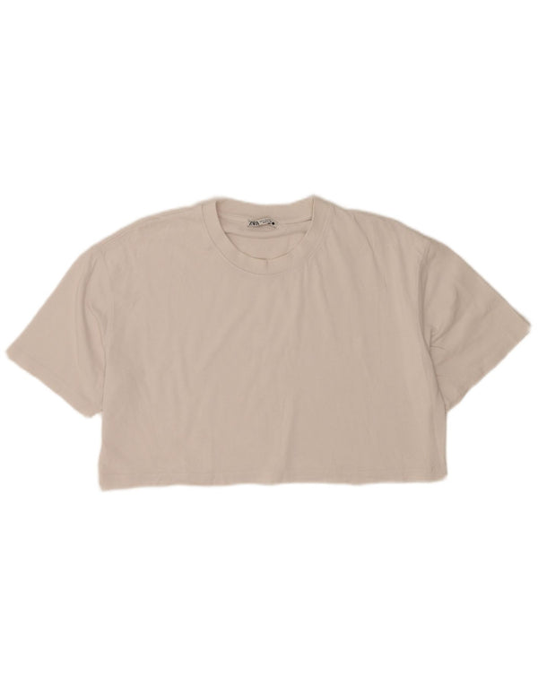 Zara Womens Crop Oversized T-Shirt Top UK 14 Medium White
