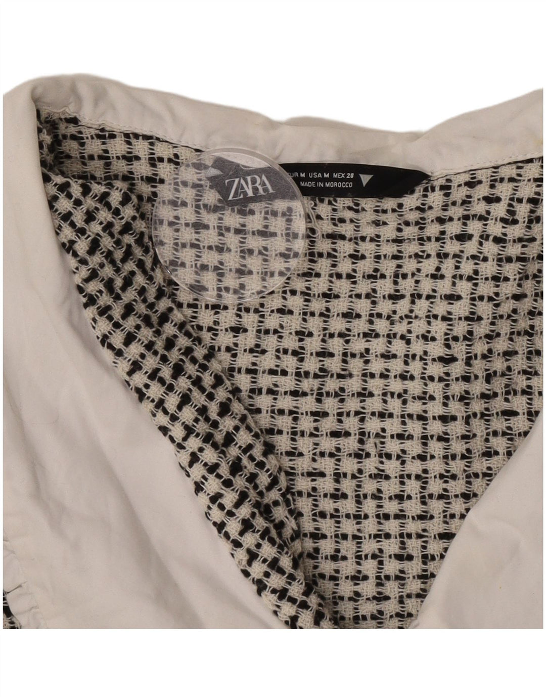 Zara Womens Crop Shirt Bluse UK 12 Medium Black Flecked