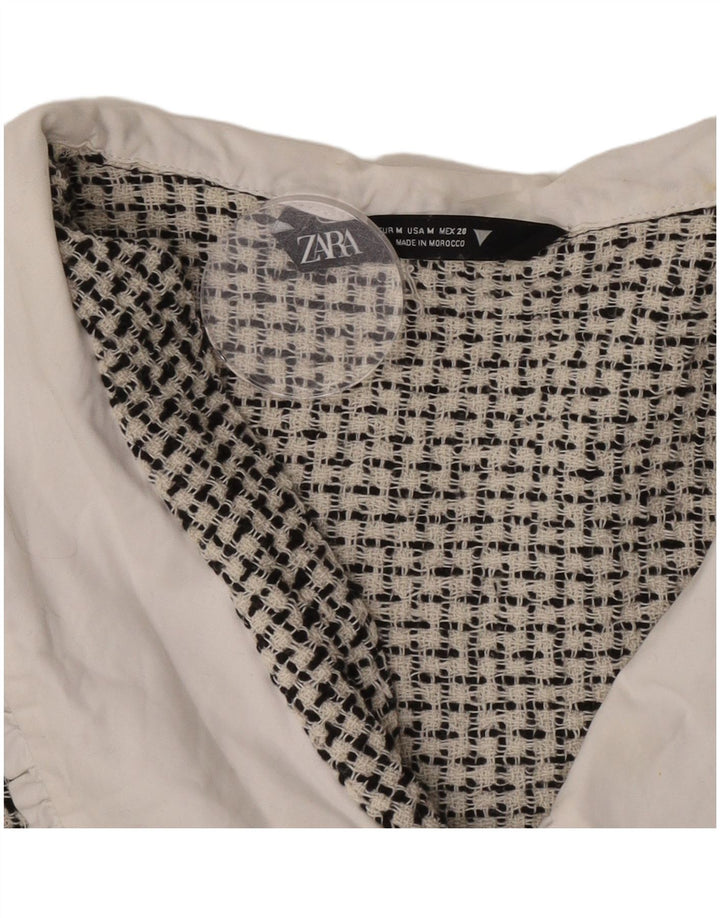 Zara Womens Crop Shirt Bluse UK 12 Medium Black Flecked