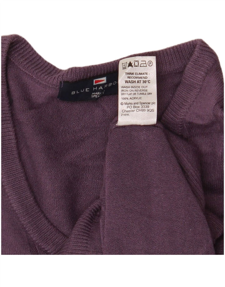 MARKS & SPENCER Herre Blue Harbor V-hals sweater Medium Lilla