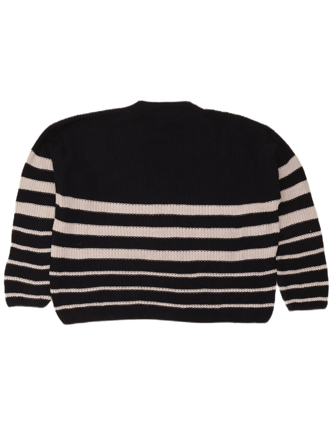 Zara Dame Oversized Crew Neck Jumper Sweater UK 10 Lille sort stribet