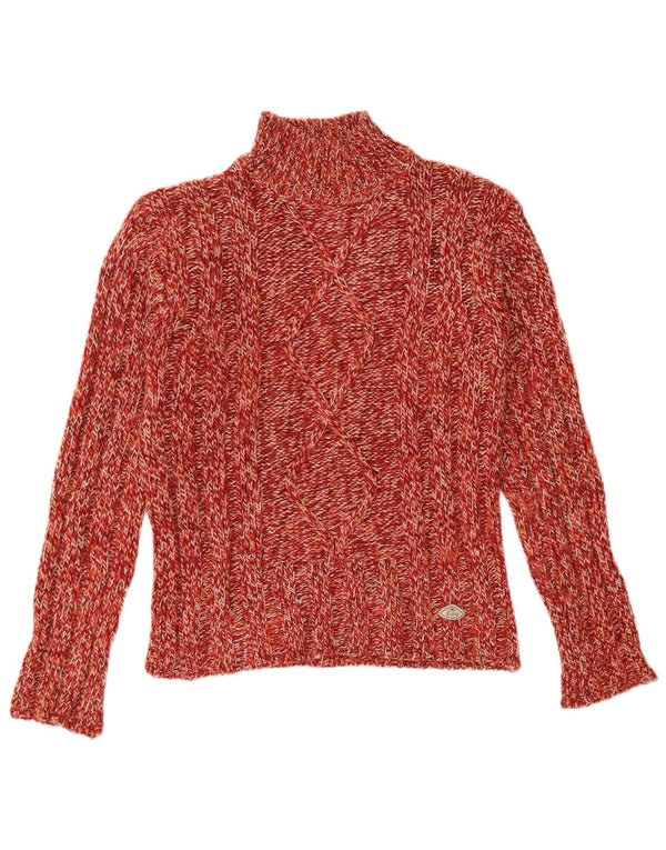 Vintage Kvinders Turtle Neck Jumper Sweater UK 14 Large Red Flecked Acryl