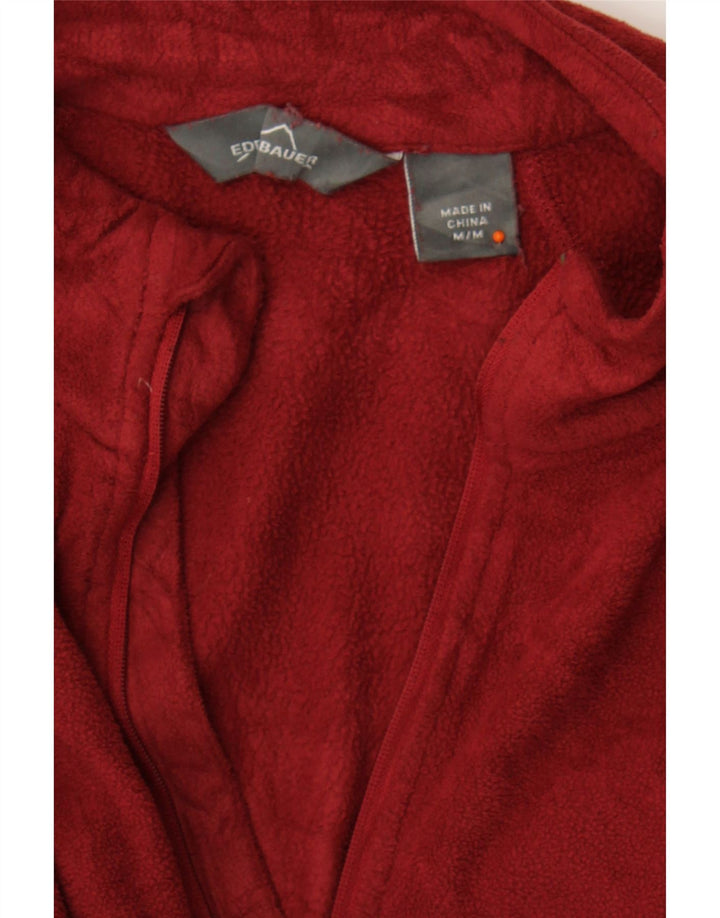 EDDIE BAUER Mens Zip Neck Fleece Jumper Medium Maroon Polyester Vintage Eddie Bauer and Second-Hand Eddie Bauer from Messina Hembry 