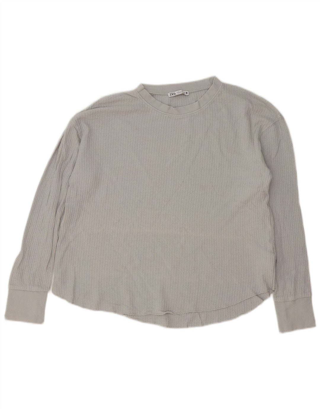 Zara Dame Oversized Top Langærmet UK 10 Lille Grå Bomuld