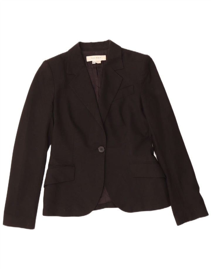Zara Dame 1-knaps blazerjakke EU 38 Lille sort polyester