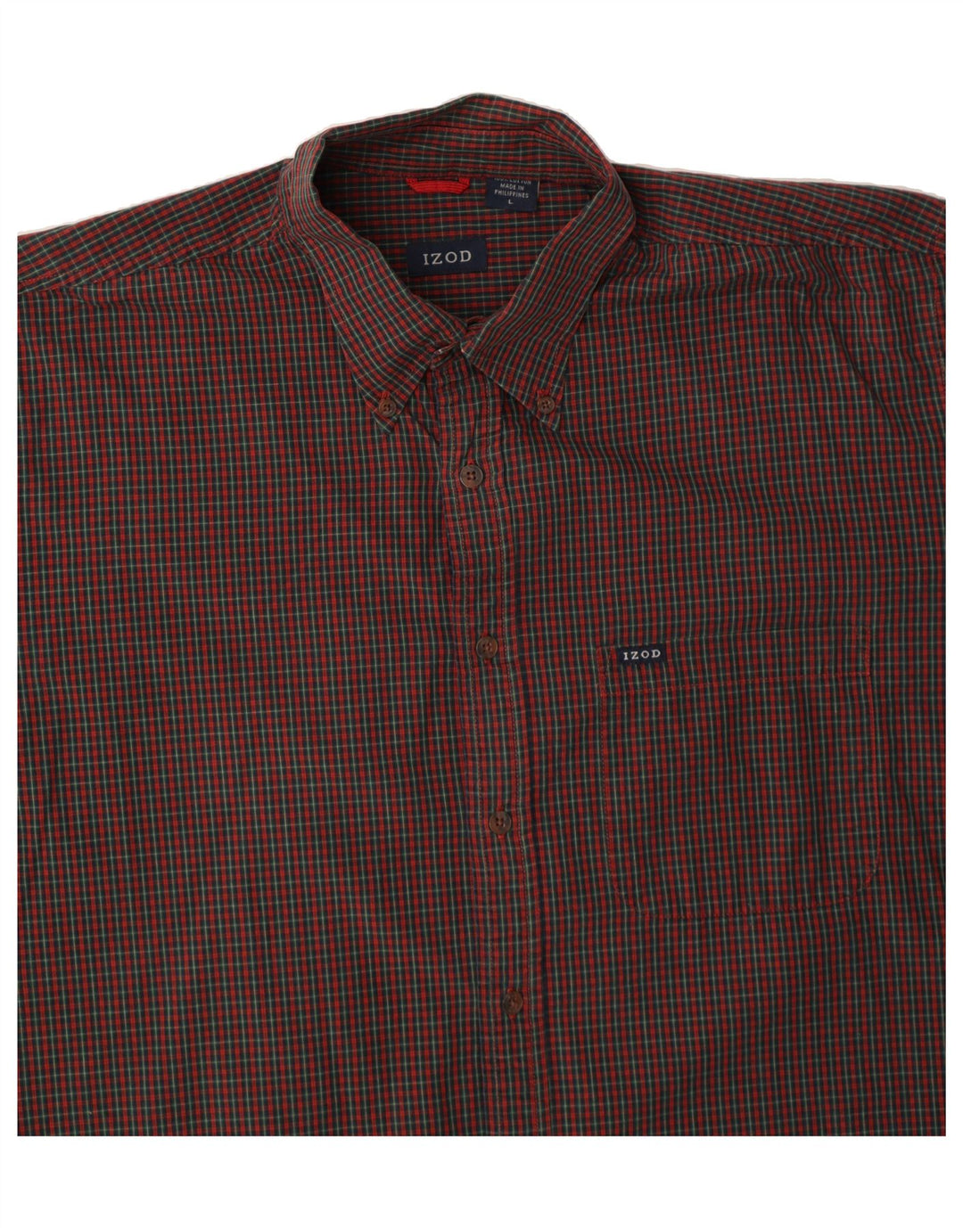 IZOD Mens Shirt Large Red Check Cotton Vintage Izod and Second-Hand Izod from Messina Hembry 