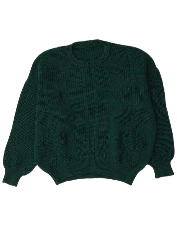 Vintage herre sweater med rund hals XL grøn