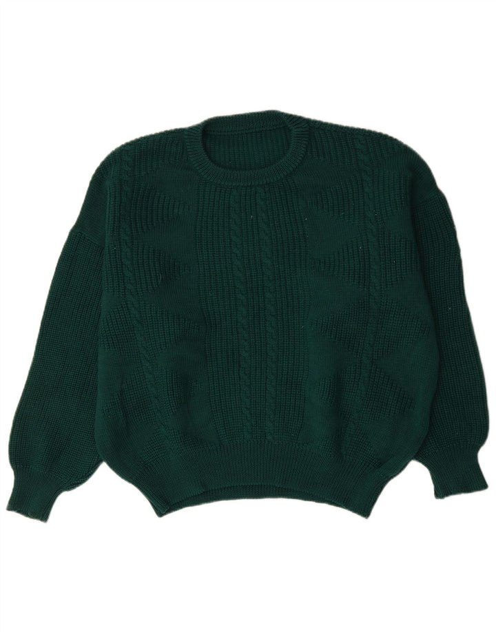 Vintage herre sweater med rund hals XL grøn