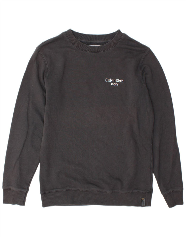 Calvin Klein Jeans Herre Regular Fit Sweatshirt Jumper lille grå bomuld