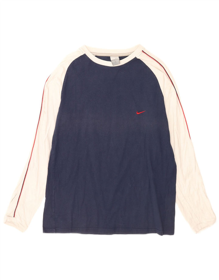 Nike Herre Top Langærmet UK 42/44 Large Navy Blue Colourblock