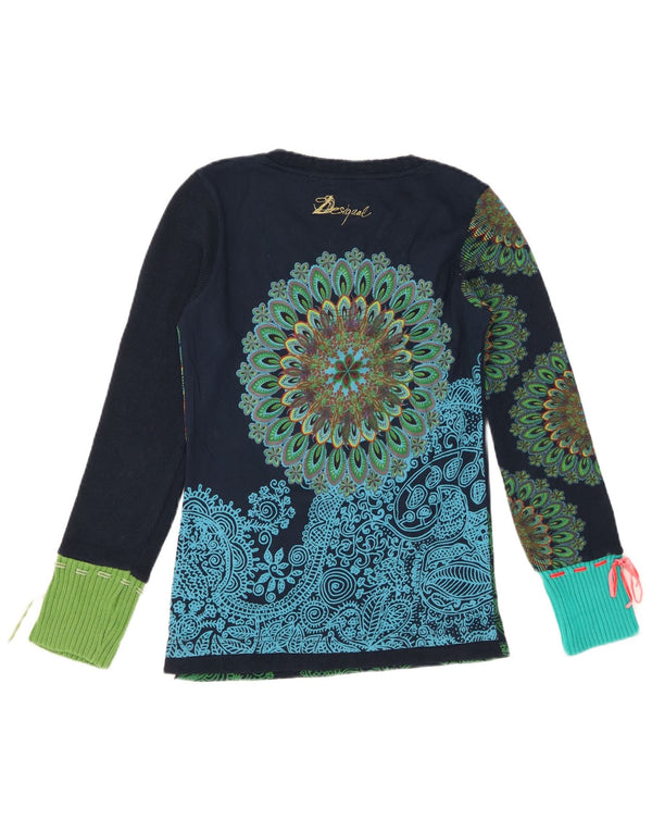 Desigual Dame Grafisk Top Langærmet UK 12 Medium Navy Blue Paisley