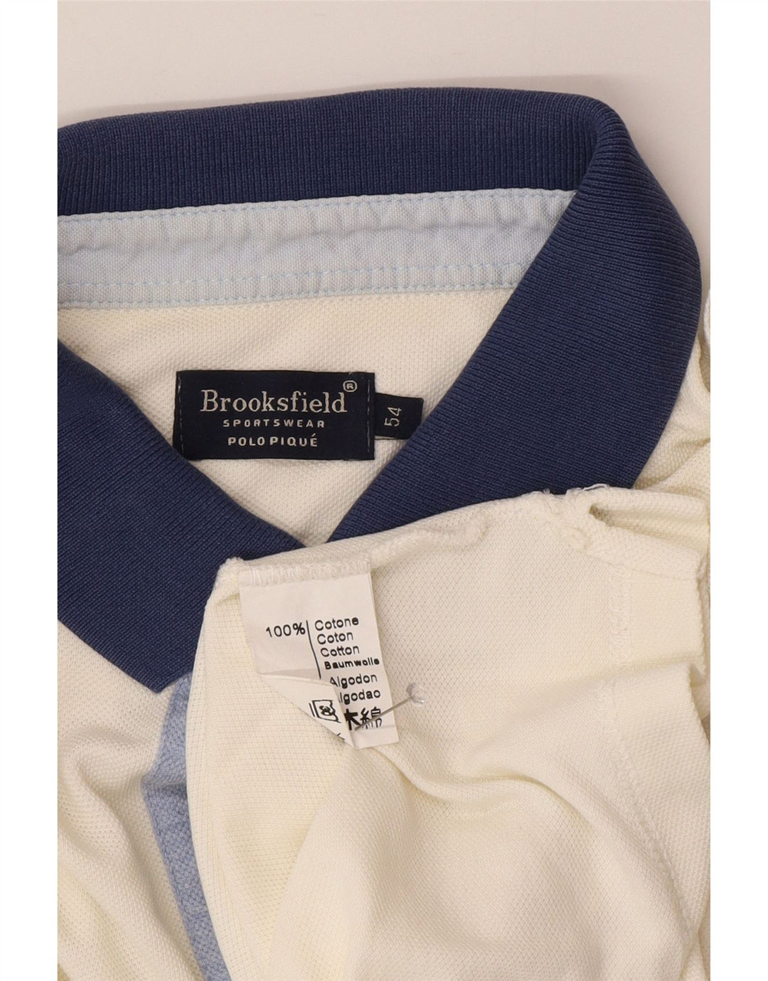 BROOKSFIELD Mens Polo Shirt IT 54 XL Off White Cotton