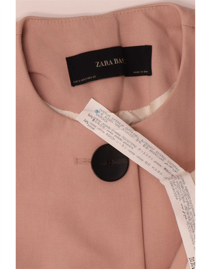 Zara Womens Crop 2-knaps blazerjakke UK 10 Small Pink Polyester