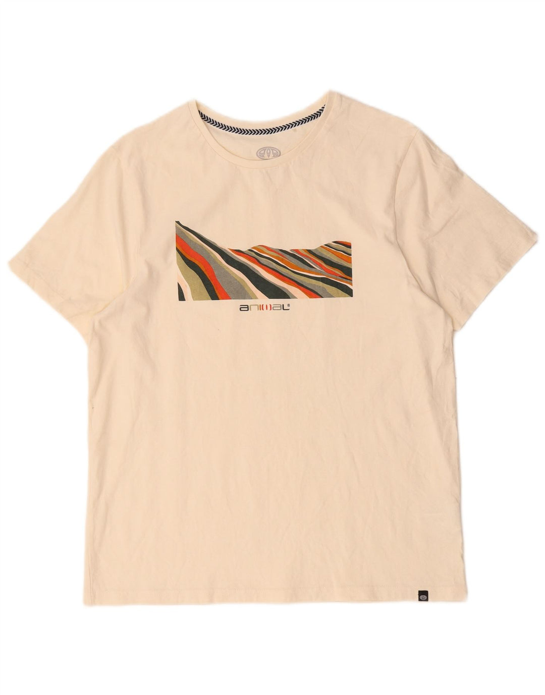 Animal Herre grafisk T-shirt Top Medium Off White Bomuld