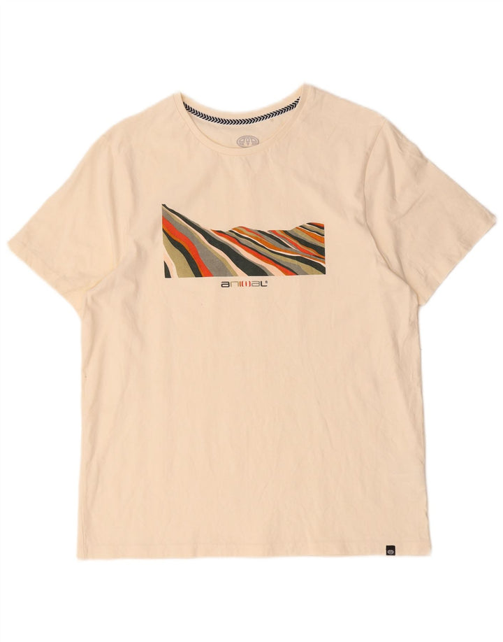 Animal Herre grafisk T-shirt Top Medium Off White Bomuld