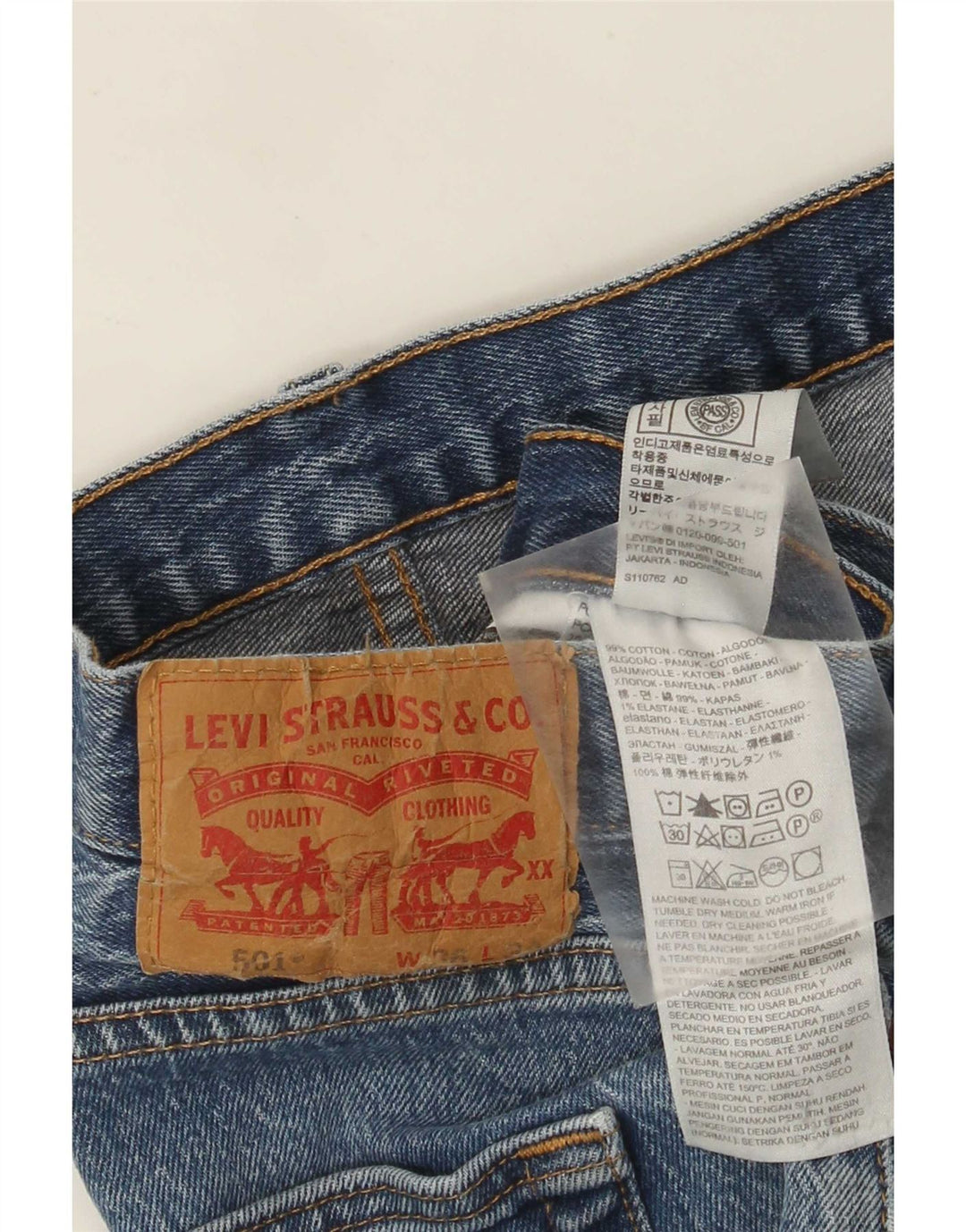 Levi's Herre 501 lige jeans W36 L30 blå bomuld