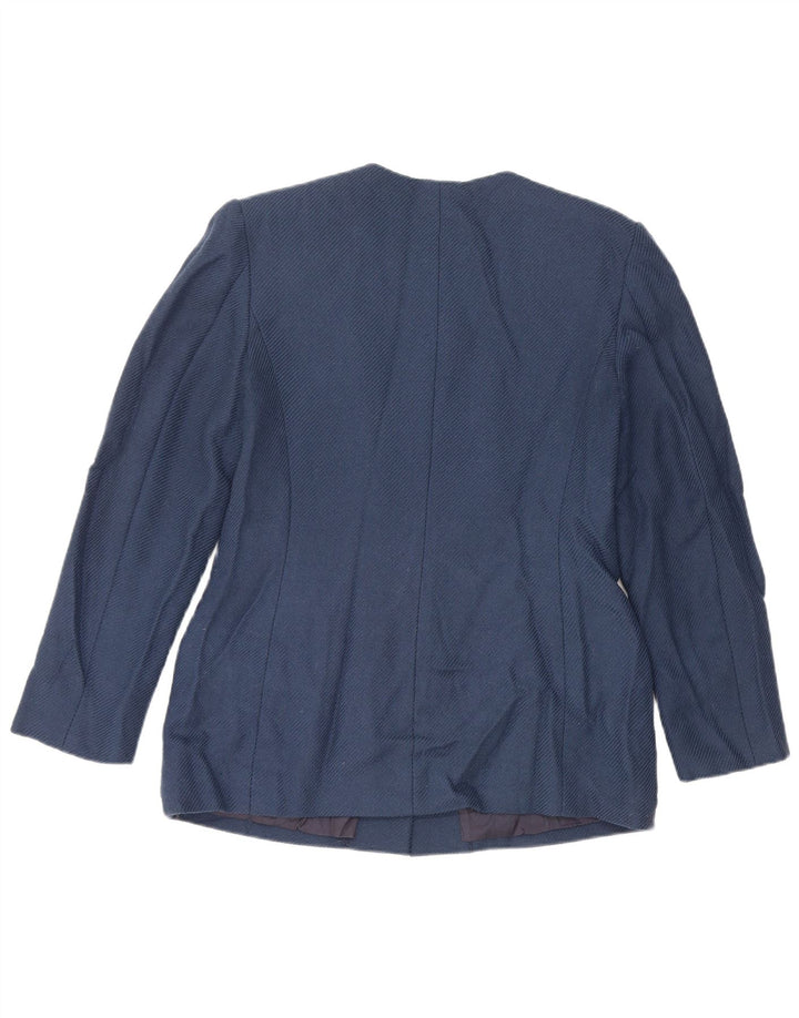 Luisa Spagnoli Dame 5-knaps blazerjakke IT 46 Large Blue Virgin Wool