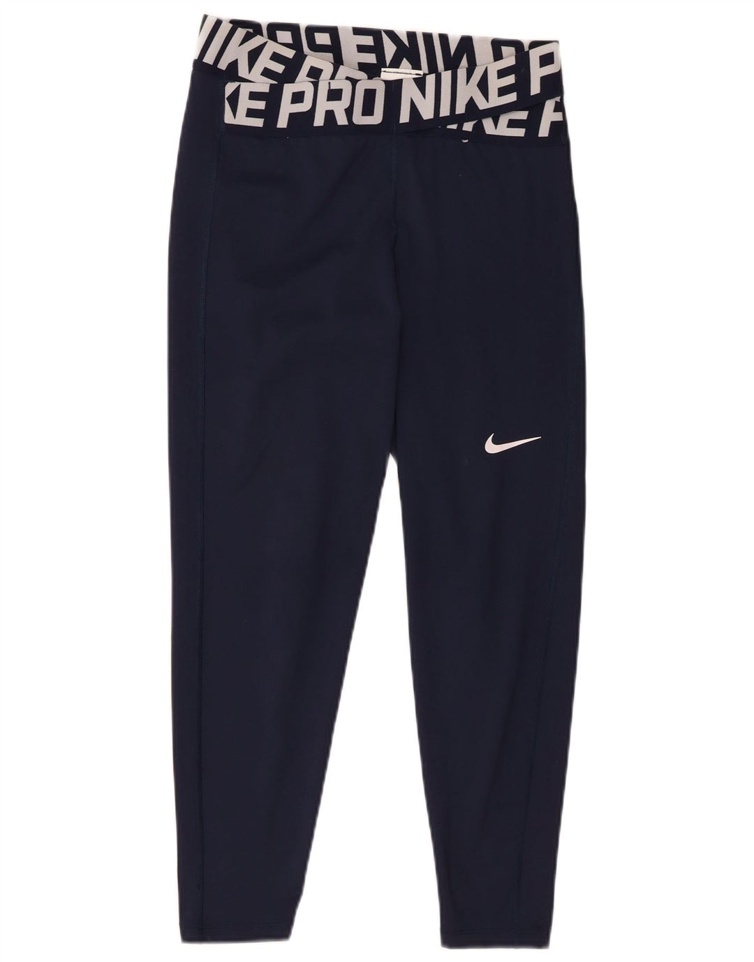 Nike Dame Dri Fit Grafiske Leggings UK 14 Medium Navy Blue Polyester